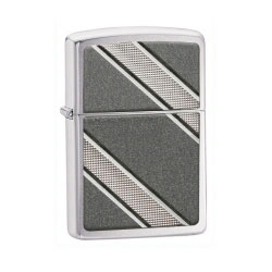 Double Diagonal Emblem Brushed Chrome Lighter