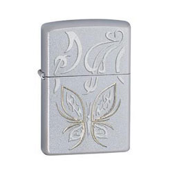 Golden Butterfly Satin Chrome Lighter